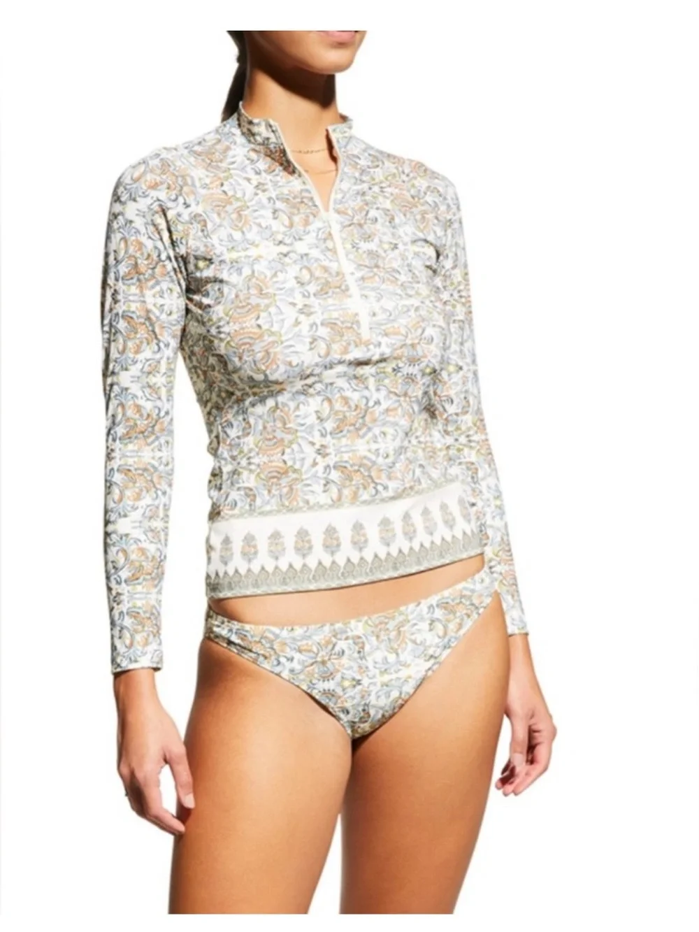 Tory Burch  Floral Front-Zip Surf Shirt